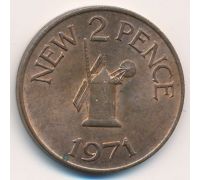 2 новых пенни 1971 год Гернси Великобритания Мельница