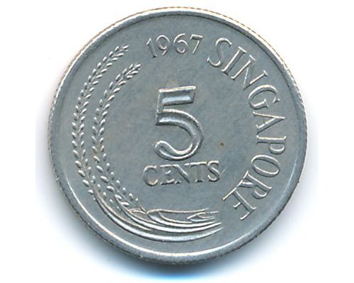 5 центов 1967 год Сингапур
