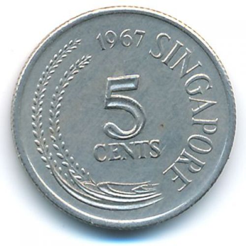 5 центов 1967 год Сингапур