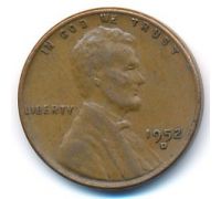 1 цент 1952 год D США Пшеничный Цент