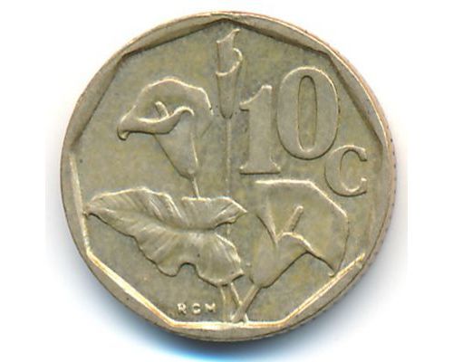 10 центов 1992 год ЮАР Зантедеския