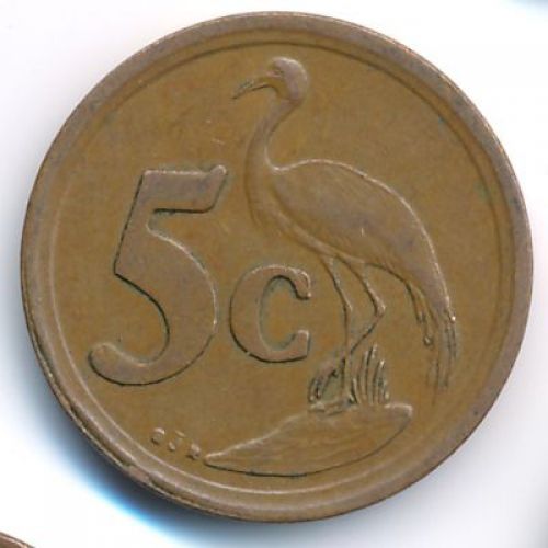 5 центов 1993 год ЮАР Журавль