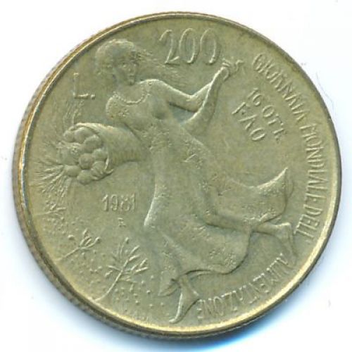 200 лир 1981 год Италия