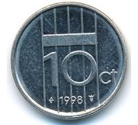 10 центов 1998 год Нидерланды
