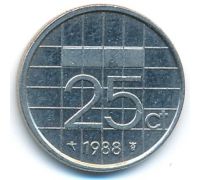 25 центов 1988 год Нидерланды