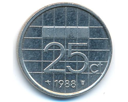25 центов 1988 год Нидерланды
