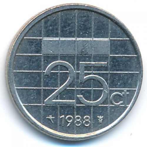 25 центов 1988 год Нидерланды