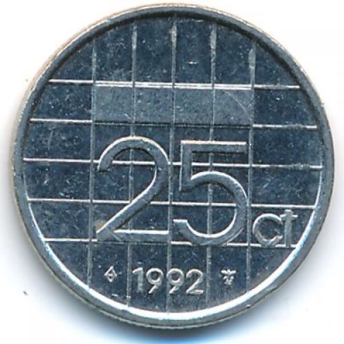 25 центов 1992 год Нидерланды