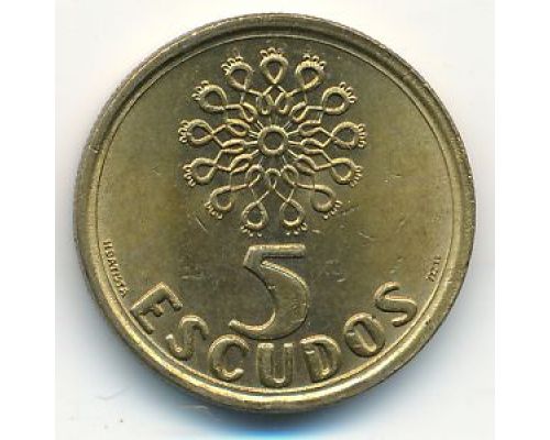 5 эскудо 1997 год Португалия