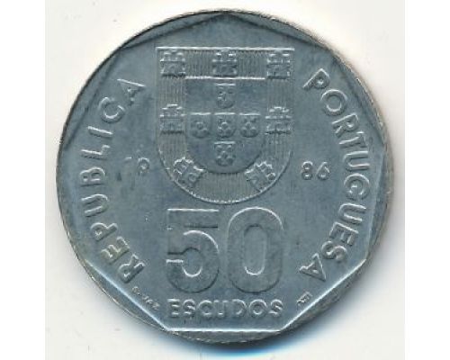 50 эскудо 1986 год Португалия Парусный Корабль