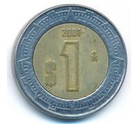 1 новый песо 2001 год Мексика