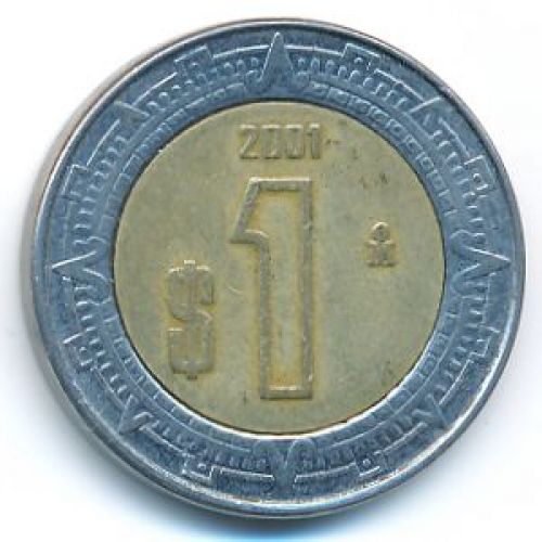 1 новый песо 2001 год Мексика