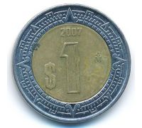 1 новый песо 2007 год Мексика