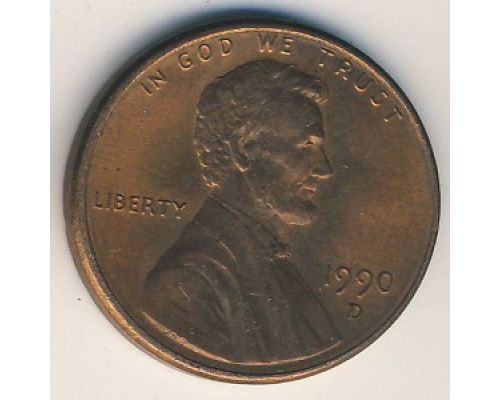1 цент 1990 год D США