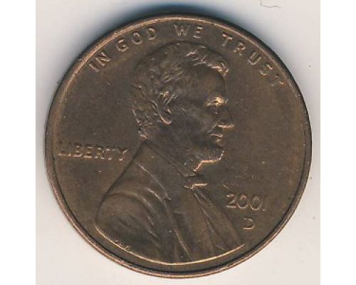 1 цент 2001 год D США