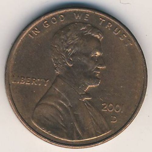 1 цент 2001 год D США