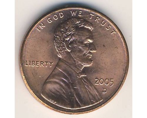 1 цент 2005 год D США