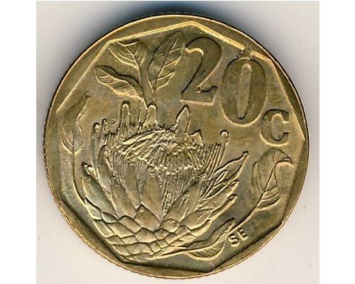 20 центов 1993 год ЮАР Протея