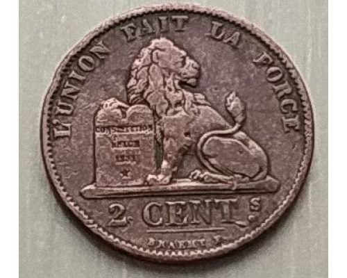 2 сентима 1876 год Бельгия DES BELGES