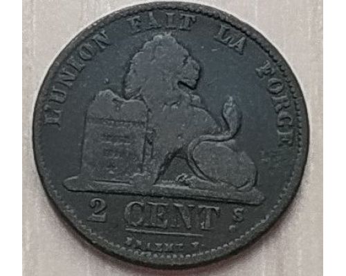 2 сентима 1873 год Бельгия DES BELGES