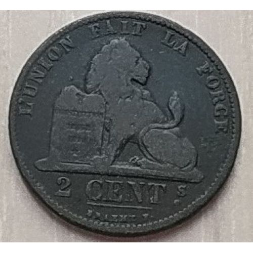 2 сентима 1873 год Бельгия DES BELGES