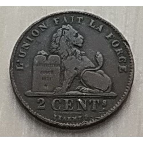 2 сентима 1909 год Бельгия DES BELGES