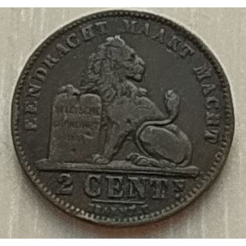 2 сентима 1909 год Бельгия DER BELGEN