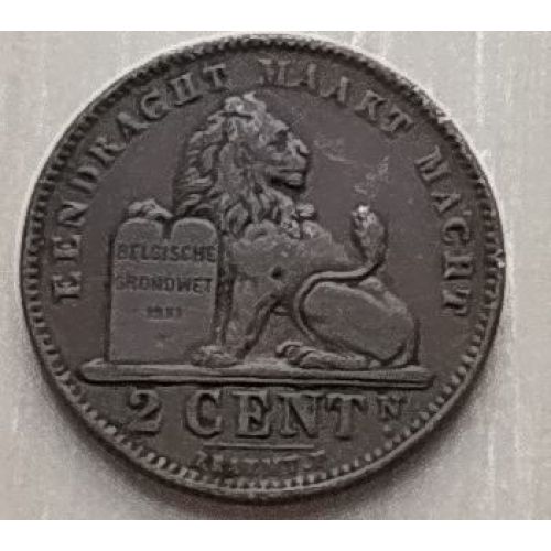2 сентима 1911 год Бельгия DER BELGEN