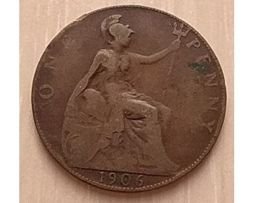 1 пенни 1906 год Великобритания