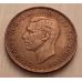 1 пенни 1946 год Великобритания, one penny. Георг VI