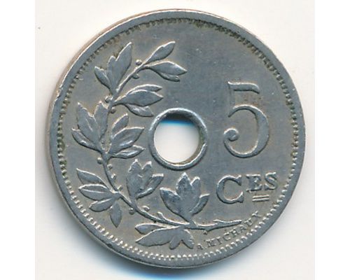 5 сентим 1907 год Бельгия BELGIQUE