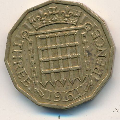 3 пенса 1961 год Великобритания Елизавета II