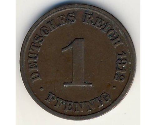 1 пфенниг 1912 год J Германия (Германская Империя) Состояние VF
