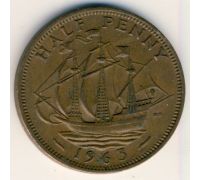 1/2 пенни 1963 год Великобритания haif penny Елизавета II