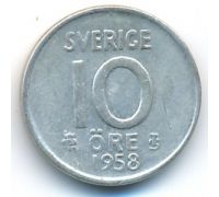 10 эре 1958 год Швеция Серебро