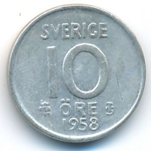 10 эре 1958 год Швеция Серебро
