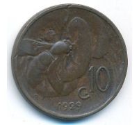 10 чентезимо 1929 год Италия Пчела