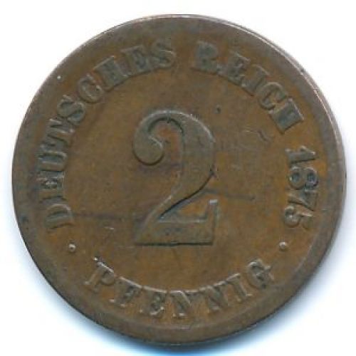 2 пфеннига 1875 год A Германия (Германская Империя) Состояние VG