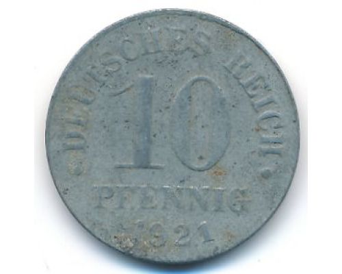 10 пфеннигов 1921 год Германия Состояние VG