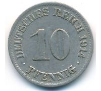 10 пфеннигов 1914 год Германия (Германская Империя) Состояние VF