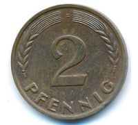 2 пфеннига 1964 ФРГ Германия