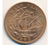 1/2 пенни 1962 год Великобритания haif penny Елизавета II