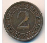 2 рейхспфеннига (рентенпфеннига) 1924 год A Германия Веймарская Республика