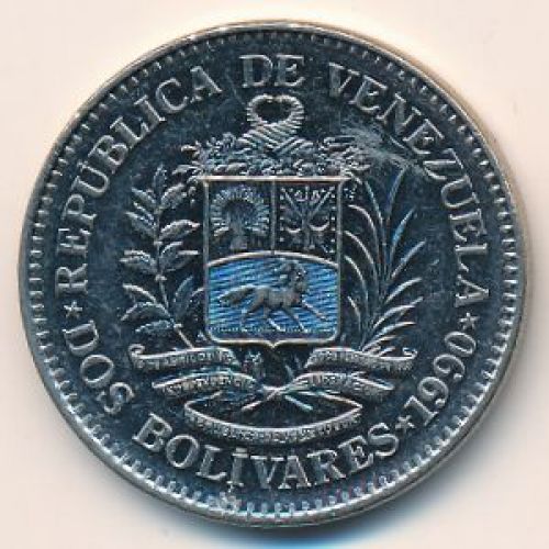2 боливара 1990 год Венесуэла
