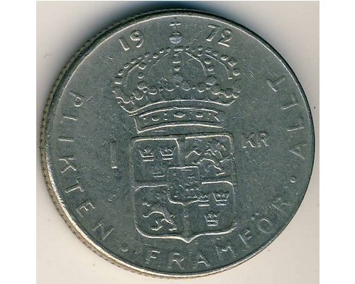 1 крона 1972 год Швеция Густав VI Адольф