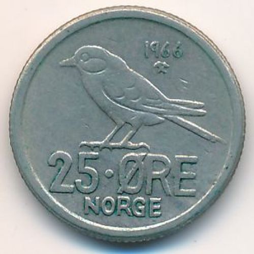 25 эре 1966 год Норвегия Птица