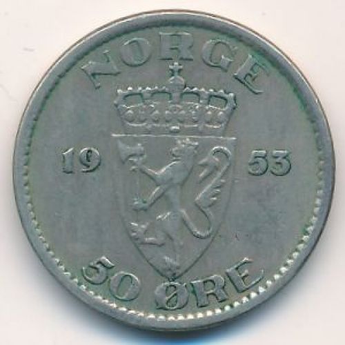 50 эре 1953 год Норвегия