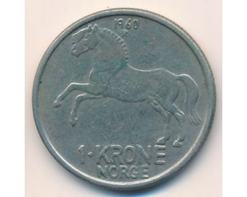 1 крона 1960 год Норвегия Лошадь
