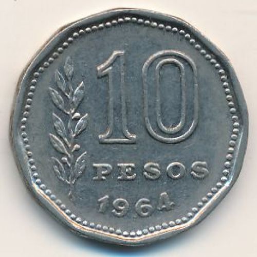 10 песо 1964 год Аргентина