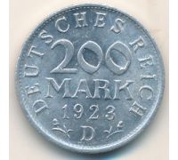 200 марок 1923 год D Германия Веймарская Республика Состояние VF